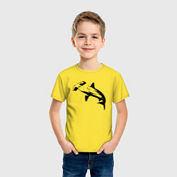 Футболка хлопковая детская Рыба-молот трафарет, цвет: желтый — фото 2