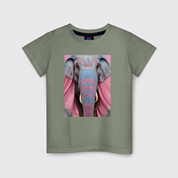 Детская футболка Красочная морда слона индийский стиль