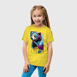 Футболка хлопковая детская Color bear - painting - neural network, цвет: желтый — фото 2