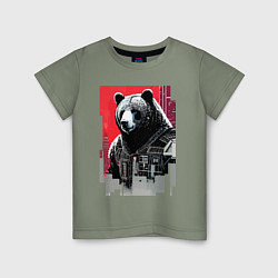 Детская футболка Медведь - киберпанк