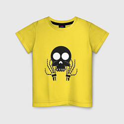 Футболка хлопковая детская Череп и кости скелет, цвет: желтый