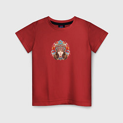 Футболка хлопковая детская Царевна в красном кокошнике, цвет: красный