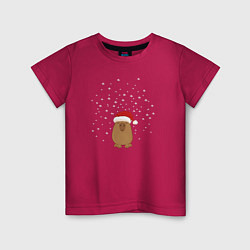 Детская футболка Капибара и снег