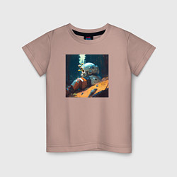Футболка хлопковая детская Космонавт и лес, цвет: пыльно-розовый