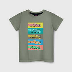 Детская футболка Любовь радость мир терпение надежда