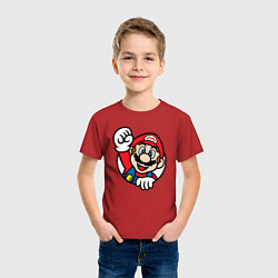Футболка хлопковая детская Марио значок классический, цвет: красный — фото 2