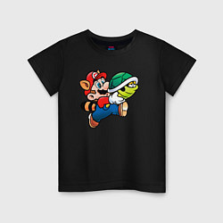 Детская футболка Марио несёт черепашку