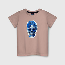 Детская футболка Синий череп в цветах