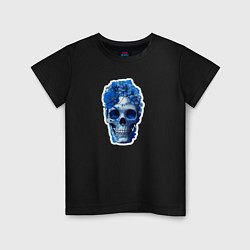 Детская футболка Синий череп в цветах