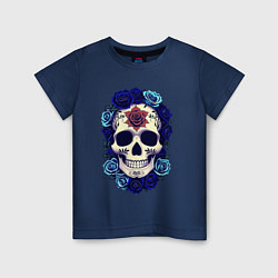 Детская футболка Череп с сининими розами