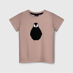 Футболка хлопковая детская Пингвин мылыш трафарет, цвет: пыльно-розовый