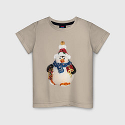 Детская футболка Пингвин в шарфе с подарками
