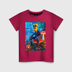 Детская футболка Bart Simpson among mushrooms - ai art