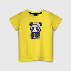 Детская футболка Симпатичная панда в капюшоне