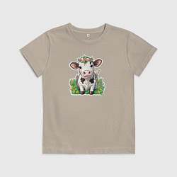 Детская футболка Коровка в весенних цветах