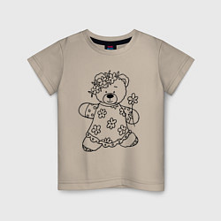 Детская футболка Мишка с ромашками - раскраска