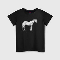Детская футболка Белая лошадь сбоку