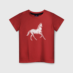 Футболка хлопковая детская Белая лошадь на скаку, цвет: красный
