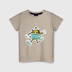 Детская футболка Убегающий коронавирус в маске