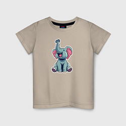 Детская футболка Маленький слонёнок с поднятым вверх хоботом