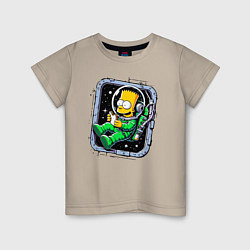 Детская футболка Барт Симпсон с сэндвичем в космосе - нейросеть