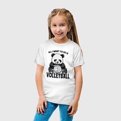 Футболка хлопковая детская Panda volleyball, цвет: белый — фото 2