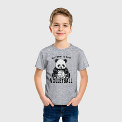 Футболка хлопковая детская Panda volleyball, цвет: меланж — фото 2