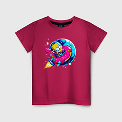 Детская футболка Барт Симпсон на ракете-пончике - нейросеть