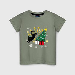 Детская футболка Кот и елка