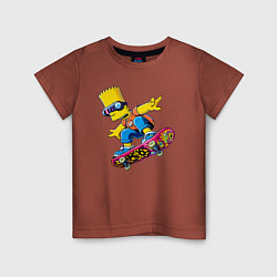 Футболка хлопковая детская Bart Simpson on a skateboard - extreme, цвет: кирпичный