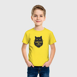 Футболка хлопковая детская Mother of cats, цвет: желтый — фото 2