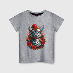 Детская футболка Дракон в шапке Санта Клауса