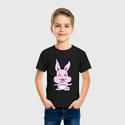 Футболка хлопковая детская Счастливый кролик, цвет: черный — фото 2