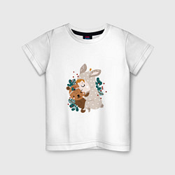 Детская футболка Малыш зайка с медвежонком