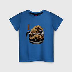 Детская футболка Большая волна в Канагаве в чайнике с кофе