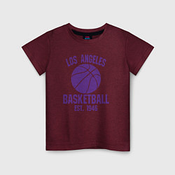 Футболка хлопковая детская Basketball Los Angeles, цвет: меланж-бордовый