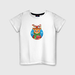 Детская футболка Новогодний олень с гирляндой