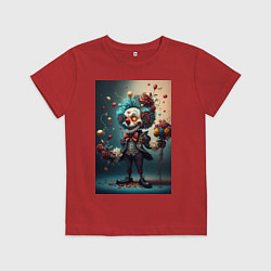 Детская футболка Страшный клоун с шарами и цветами праздник