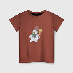 Детская футболка Снеговик с метлой