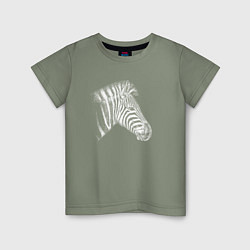 Детская футболка Гравюра голова зебры в профиль