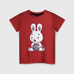 Детская футболка Кролик с кружкой