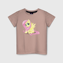Футболка хлопковая детская Флаттершай из My Little Pony в кино, цвет: пыльно-розовый
