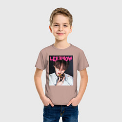 Футболка хлопковая детская Lee Know Rock Star Stray Kids, цвет: пыльно-розовый — фото 2