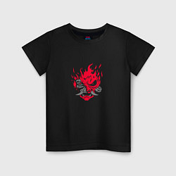 Футболка хлопковая детская Логотип Samurai Cyberpunk 2077, цвет: черный