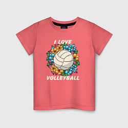 Детская футболка I love volleyball