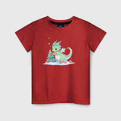 Детская футболка Чиби-дракон с ёлочной игрушкой