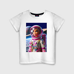 Футболка хлопковая детская Барби - крутой космонавт, цвет: белый