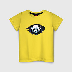 Футболка хлопковая детская Грустная панда портрет, цвет: желтый