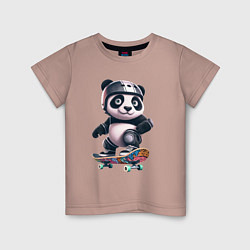 Футболка хлопковая детская Cool panda on a skateboard - extreme, цвет: пыльно-розовый