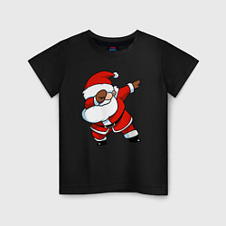 Футболка хлопковая детская Santa dabbing dance, цвет: черный